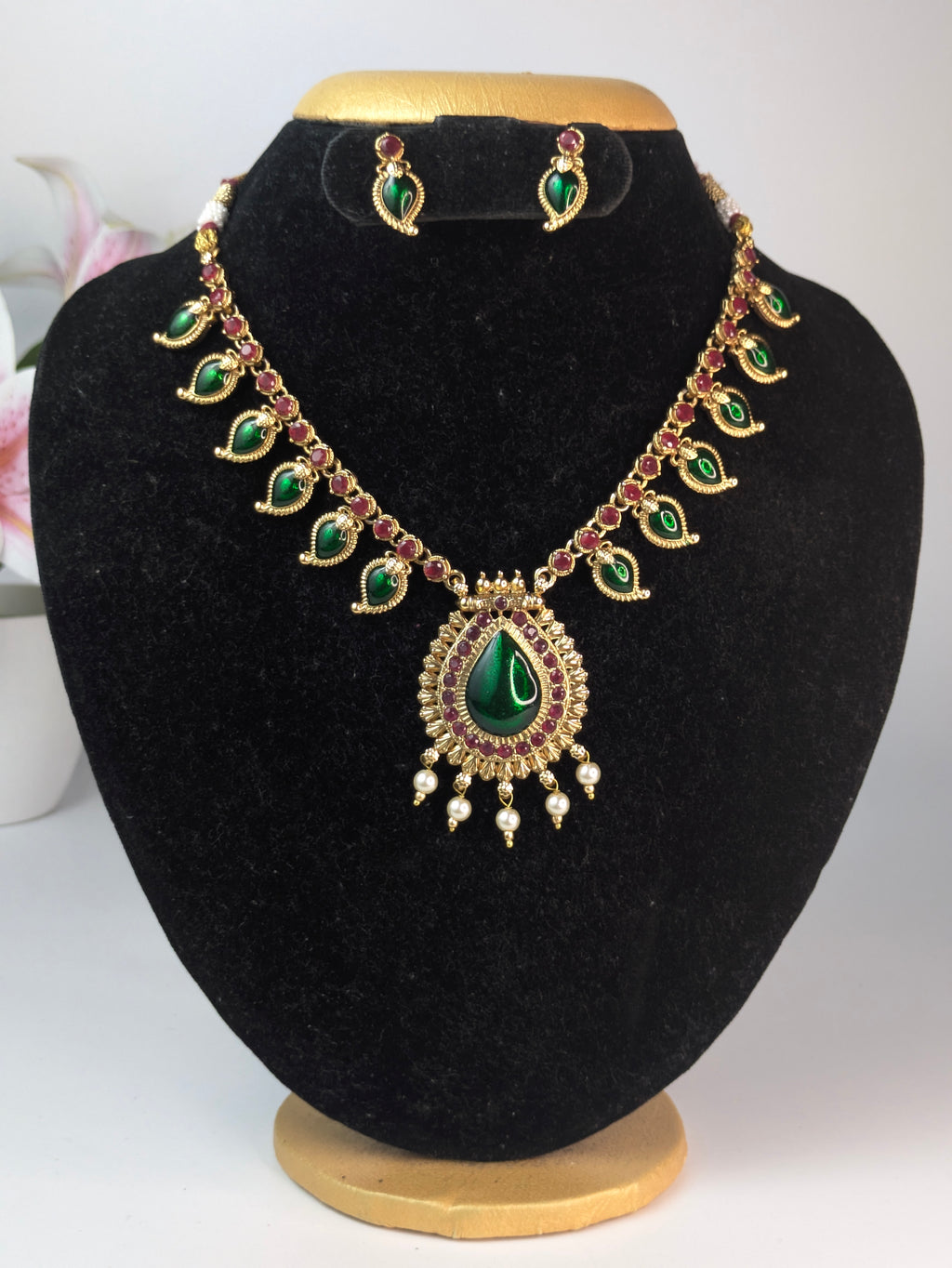 Traditional Kerala Palakka Mango Necklace Set,