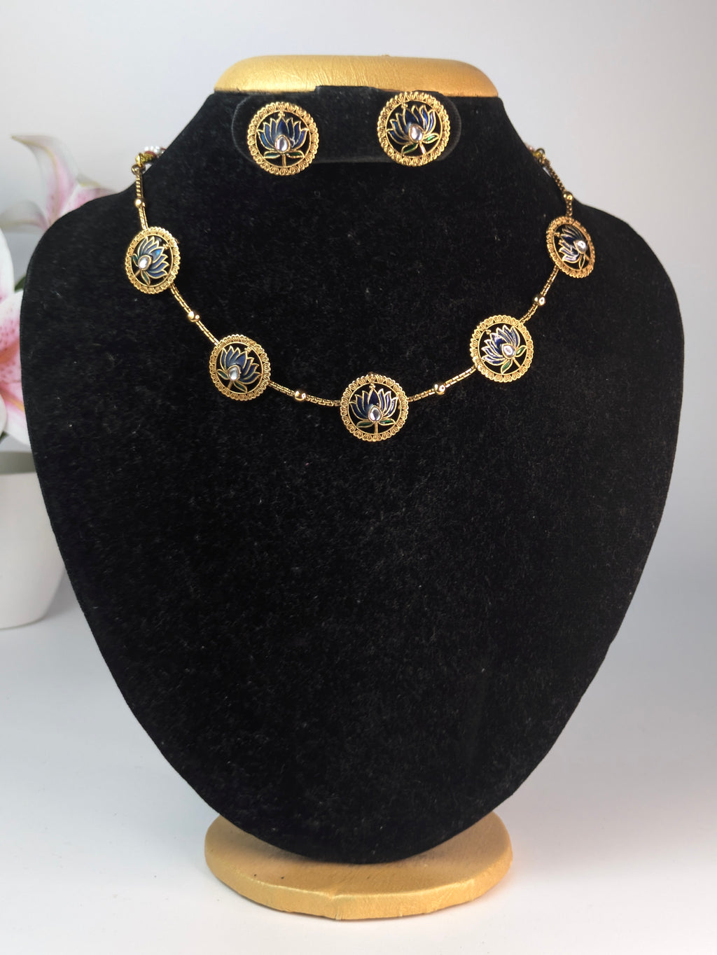 Blue Lotus Choker/Necklace Set