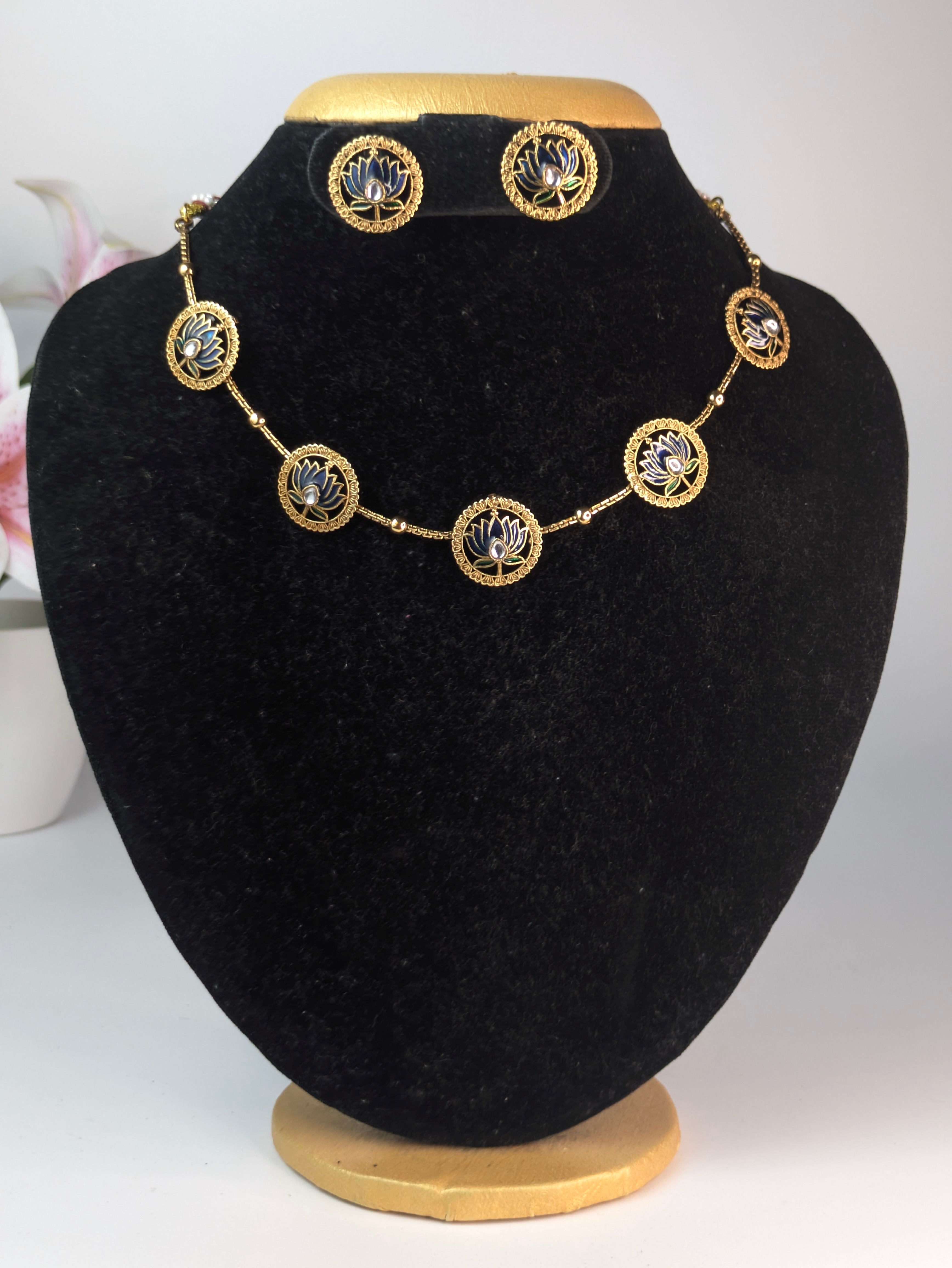 Blue Lotus Choker/Necklace Set