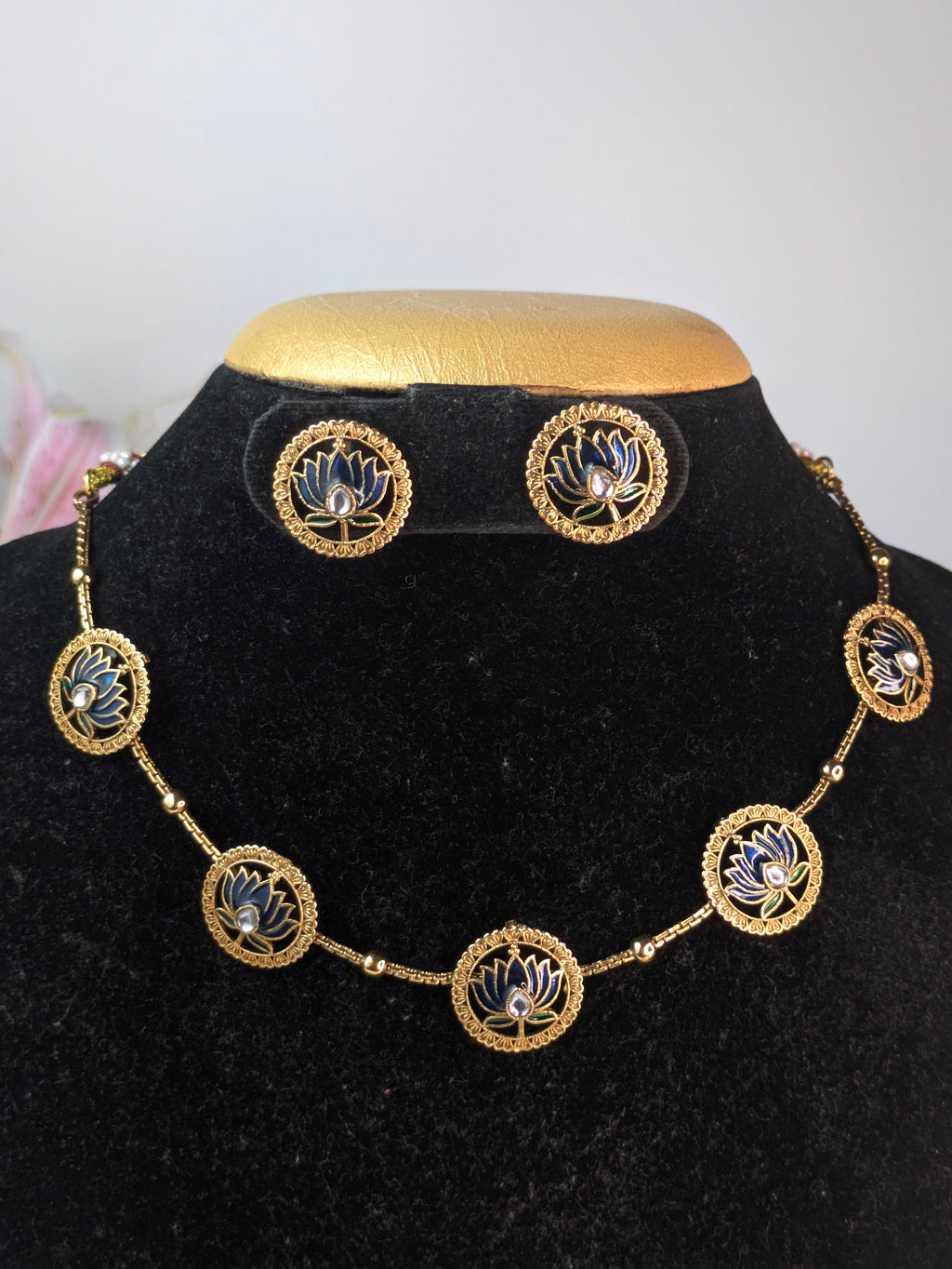 Blue Lotus Choker/Necklace Set