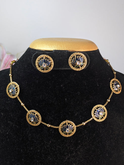 Blue Lotus Choker/Necklace Set
