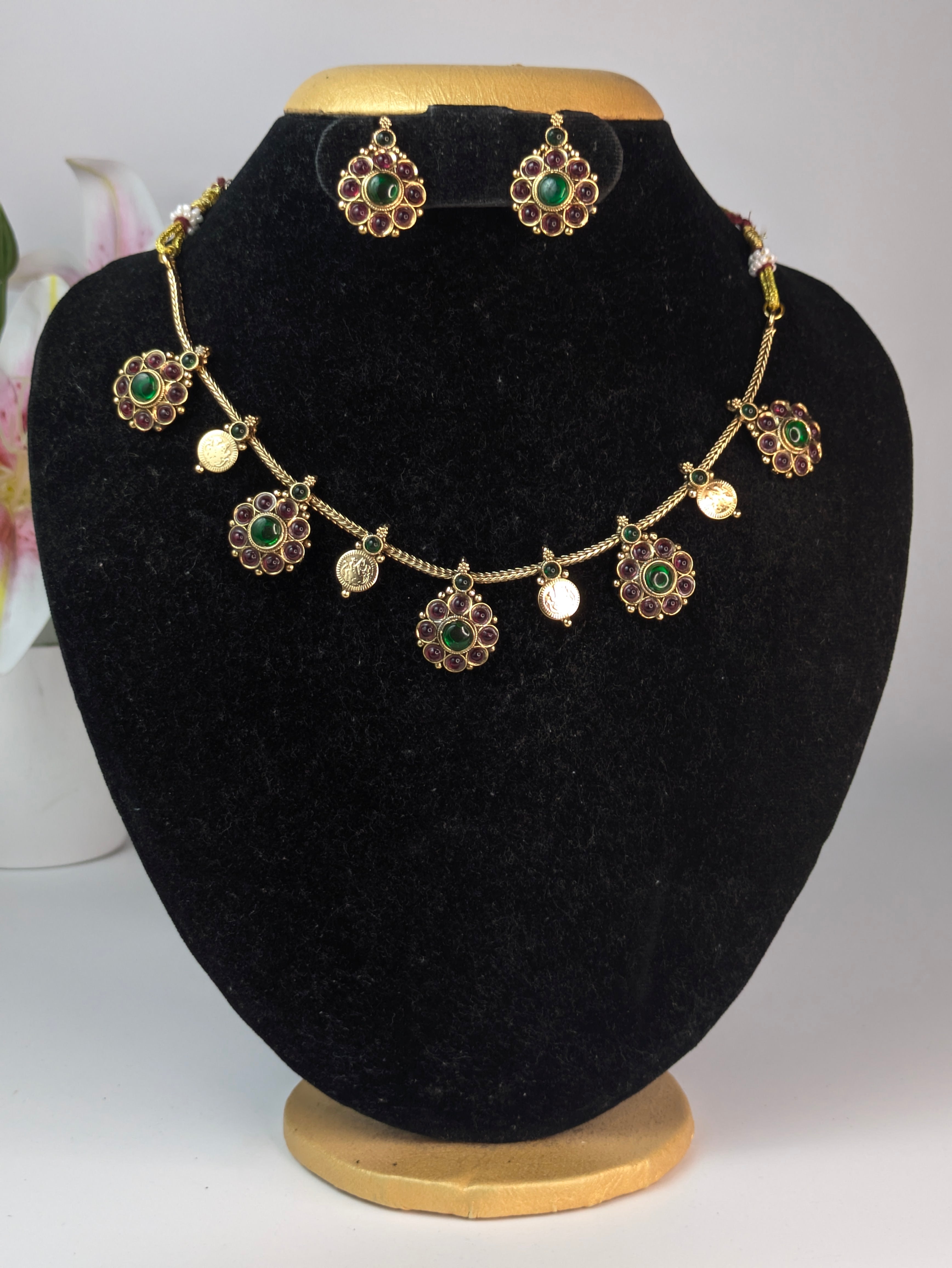 Kemp with Floral Coin Necklace