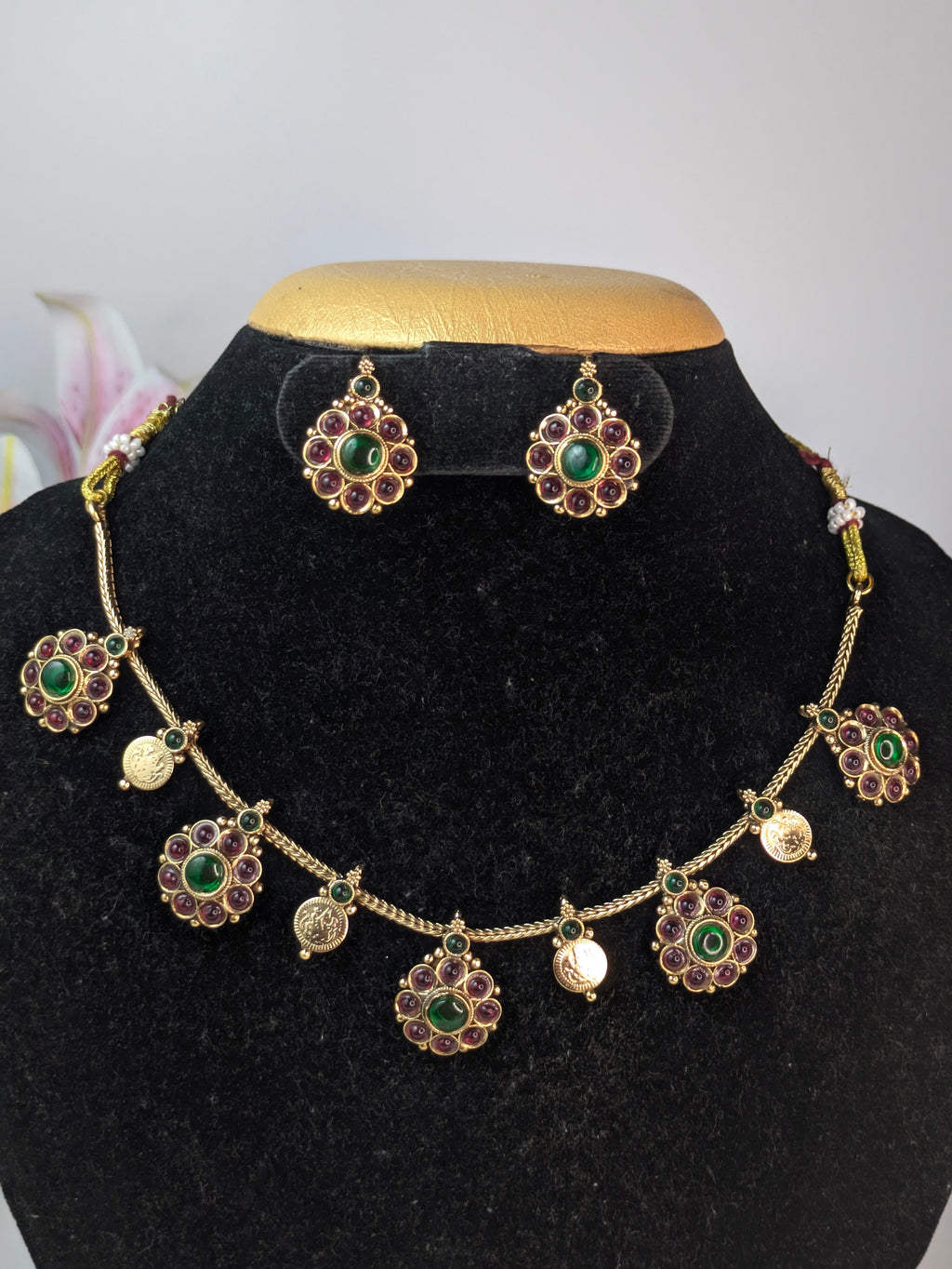 Kemp with Floral Coin Necklace
