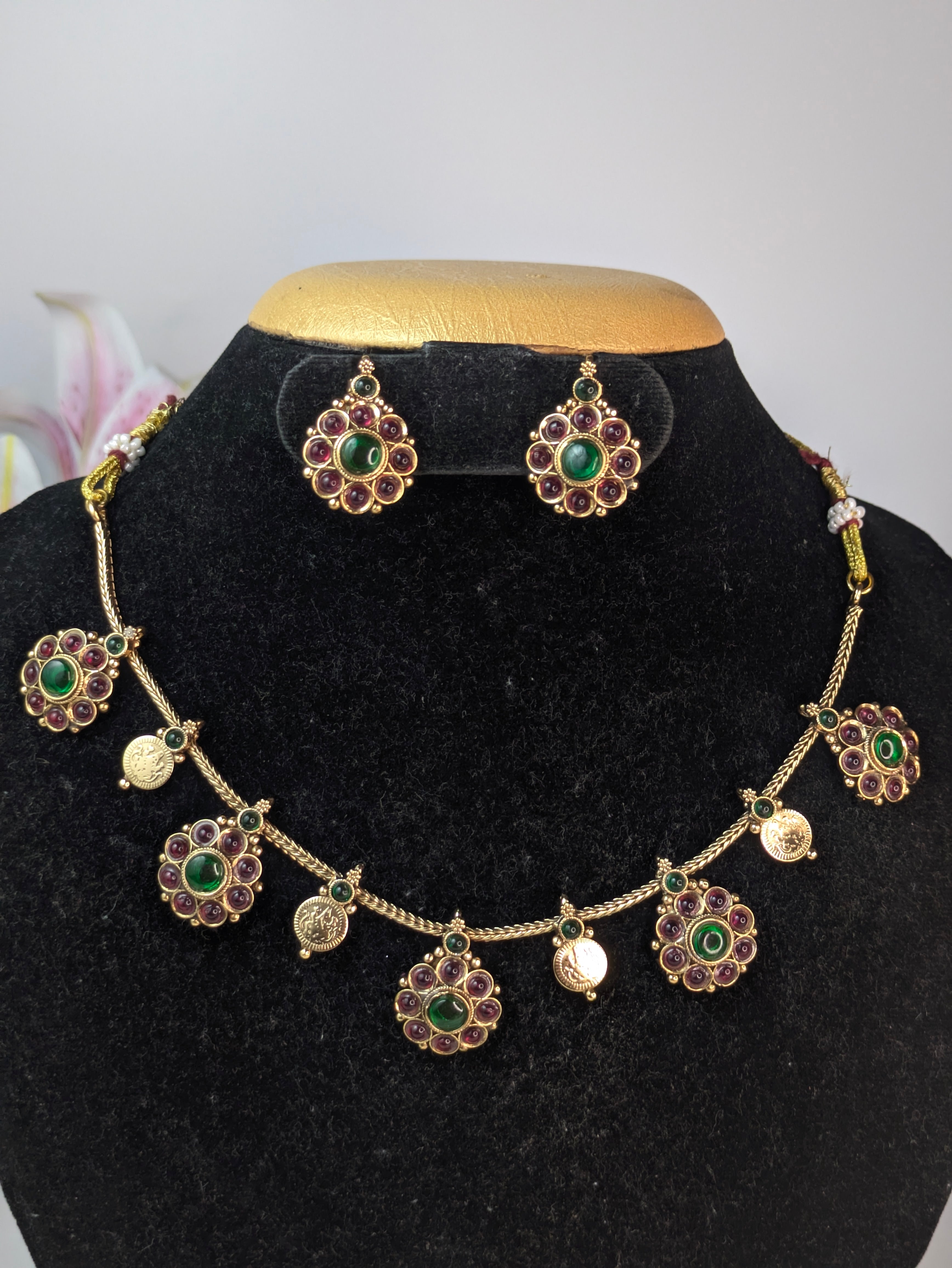 Kemp with Floral Coin Necklace