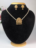 Single Layer White Pearl Lakshmi Short Neckpiece
