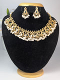 Rice Pearl Hanging Guttapusalu Necklace-Green