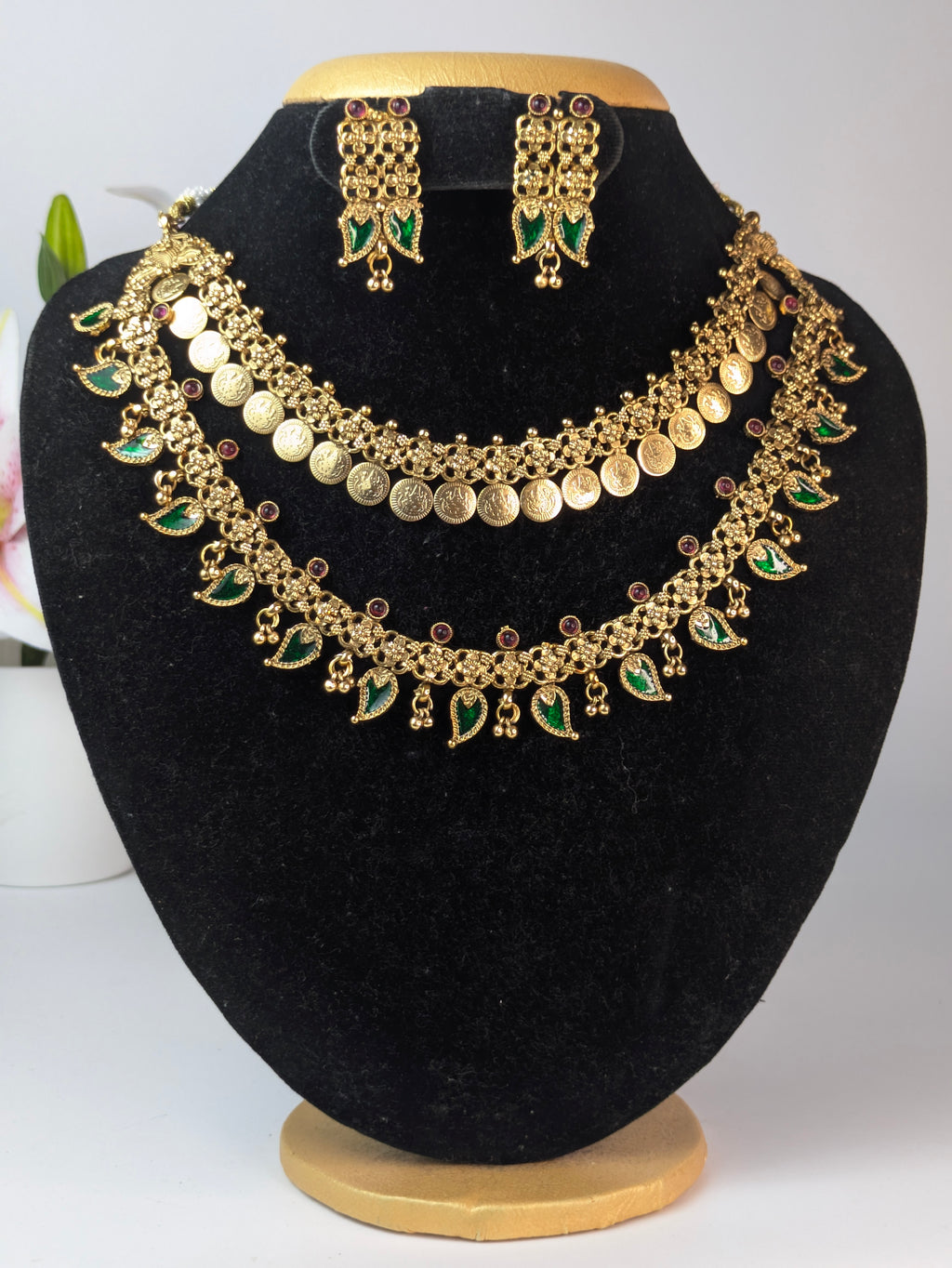 Double Layer Palakka Coin Combo Necklace