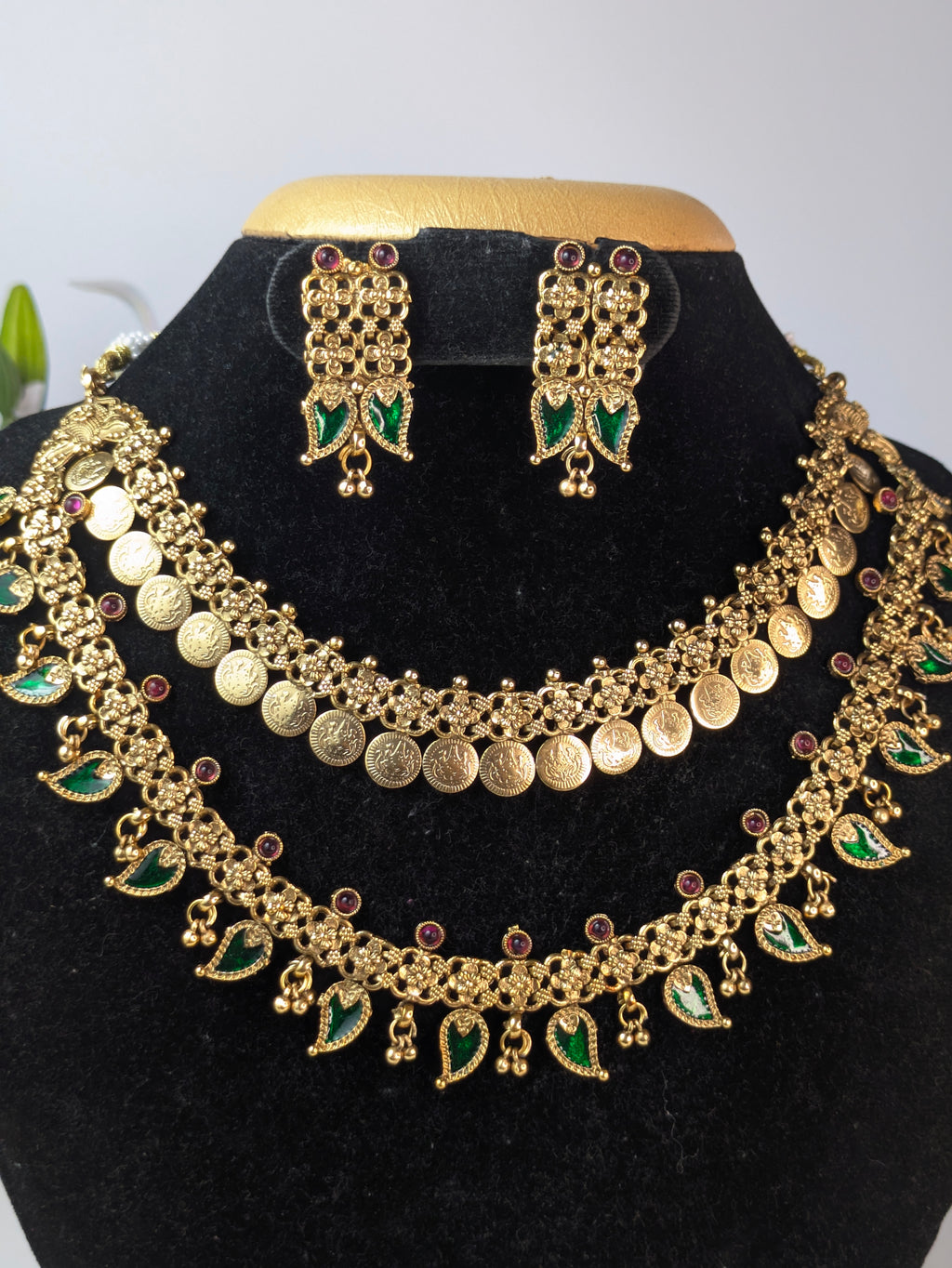 Double Layer Palakka Coin Combo Necklace