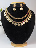 Double Layer Kemp Stone Coin Necklace