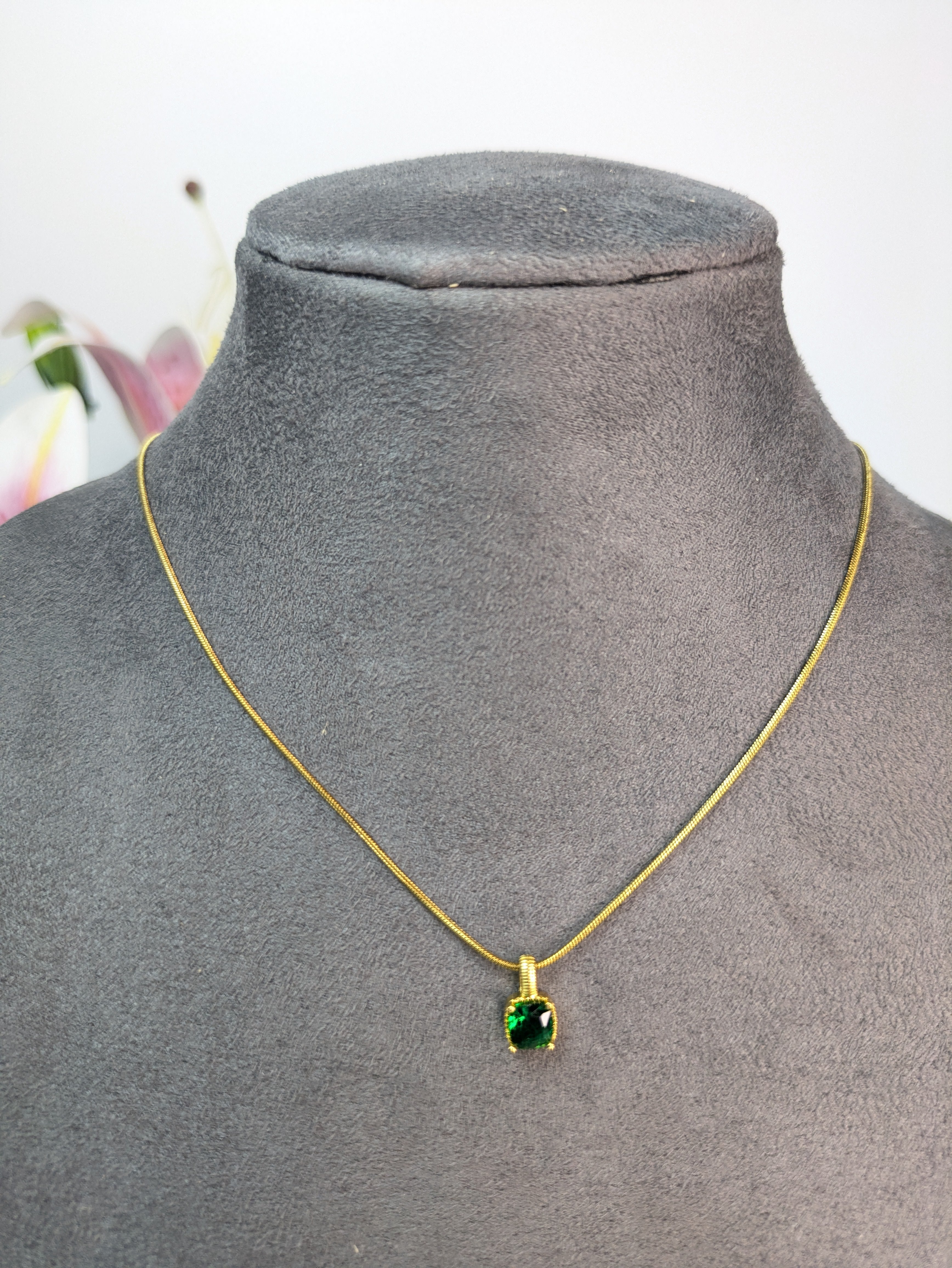 Emerald Stone Anti Tarnish Chain