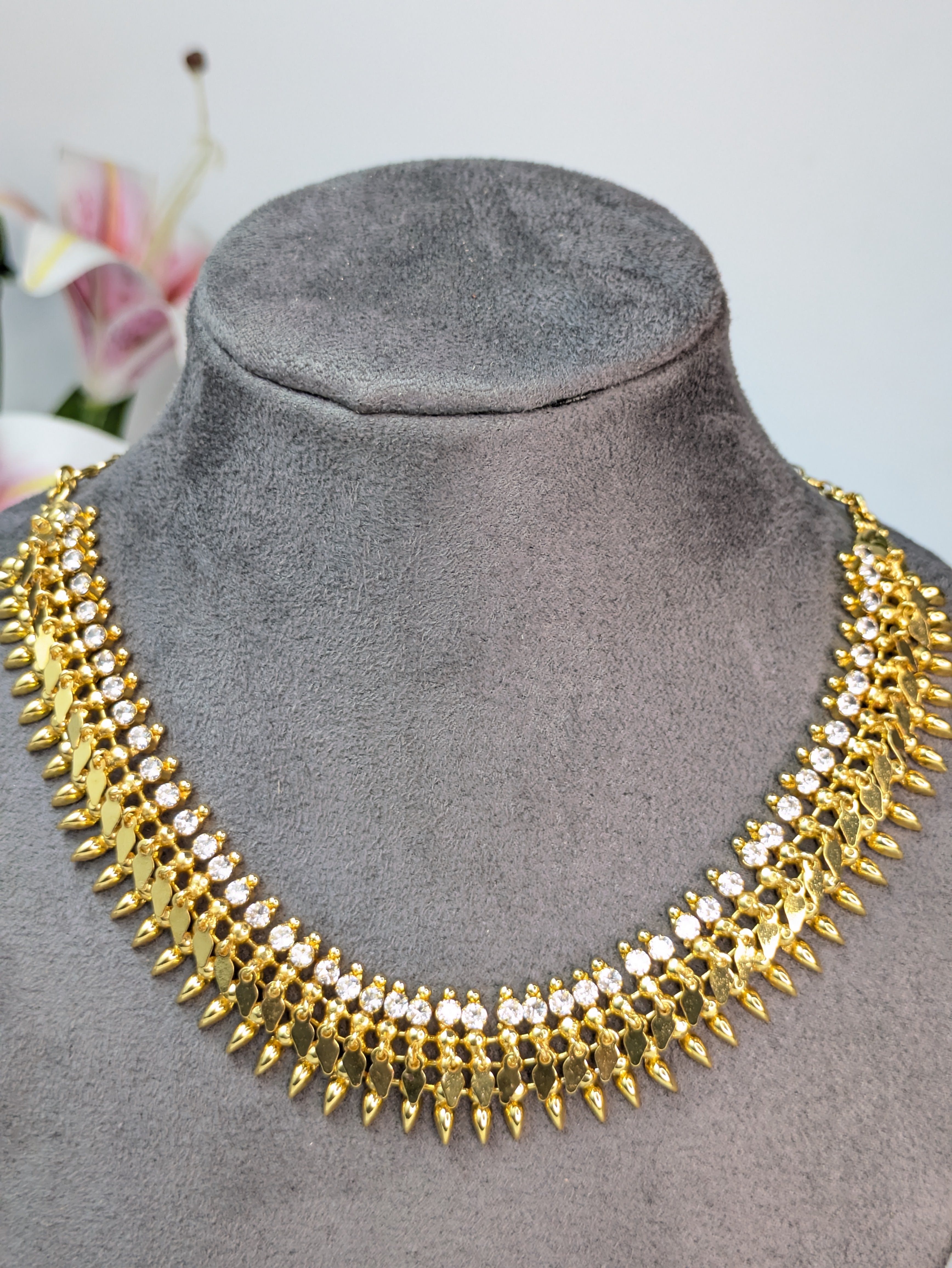 White Stone Gold Plated Elakkathali