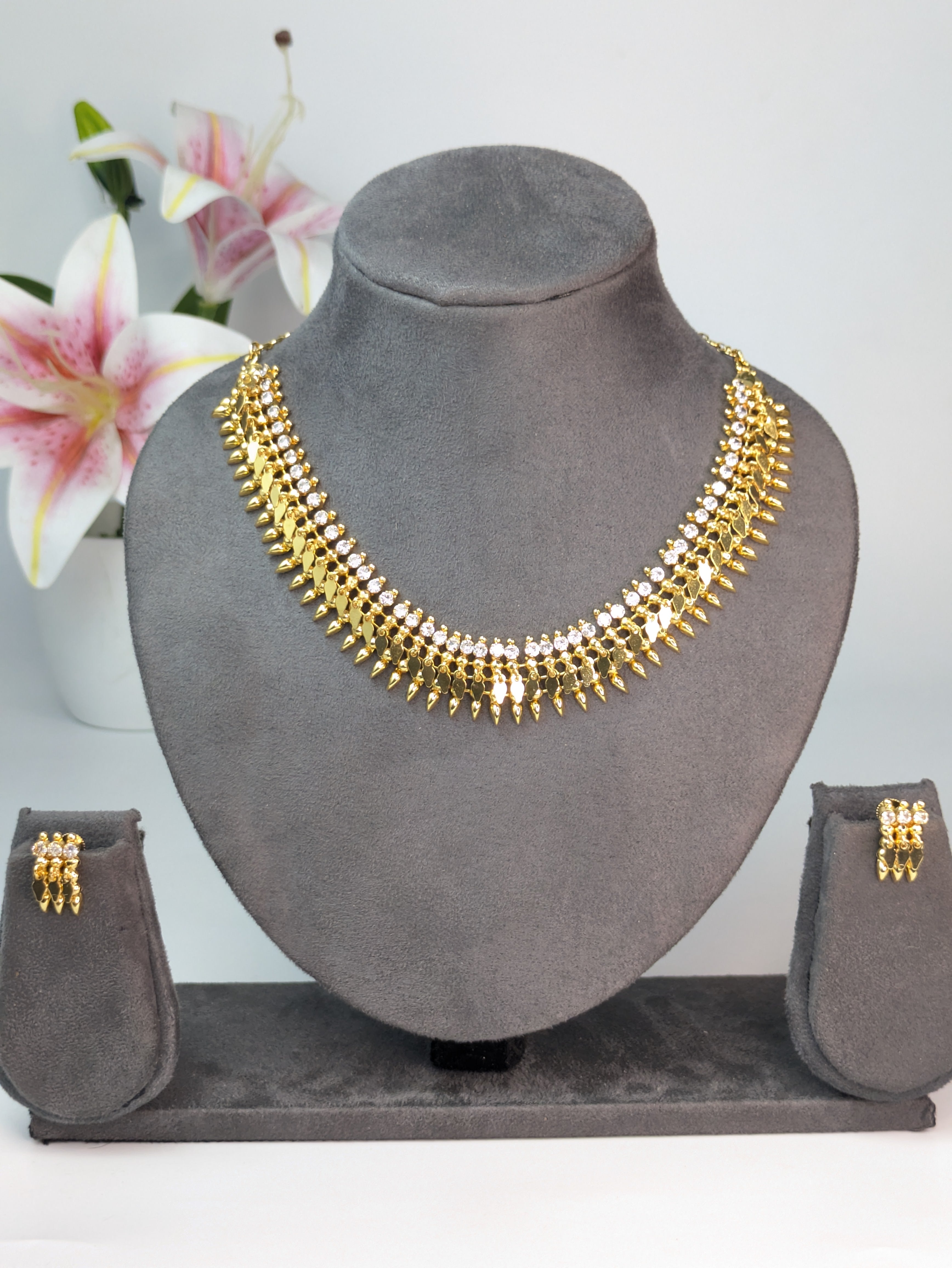 White Stone Gold Plated Elakkathali