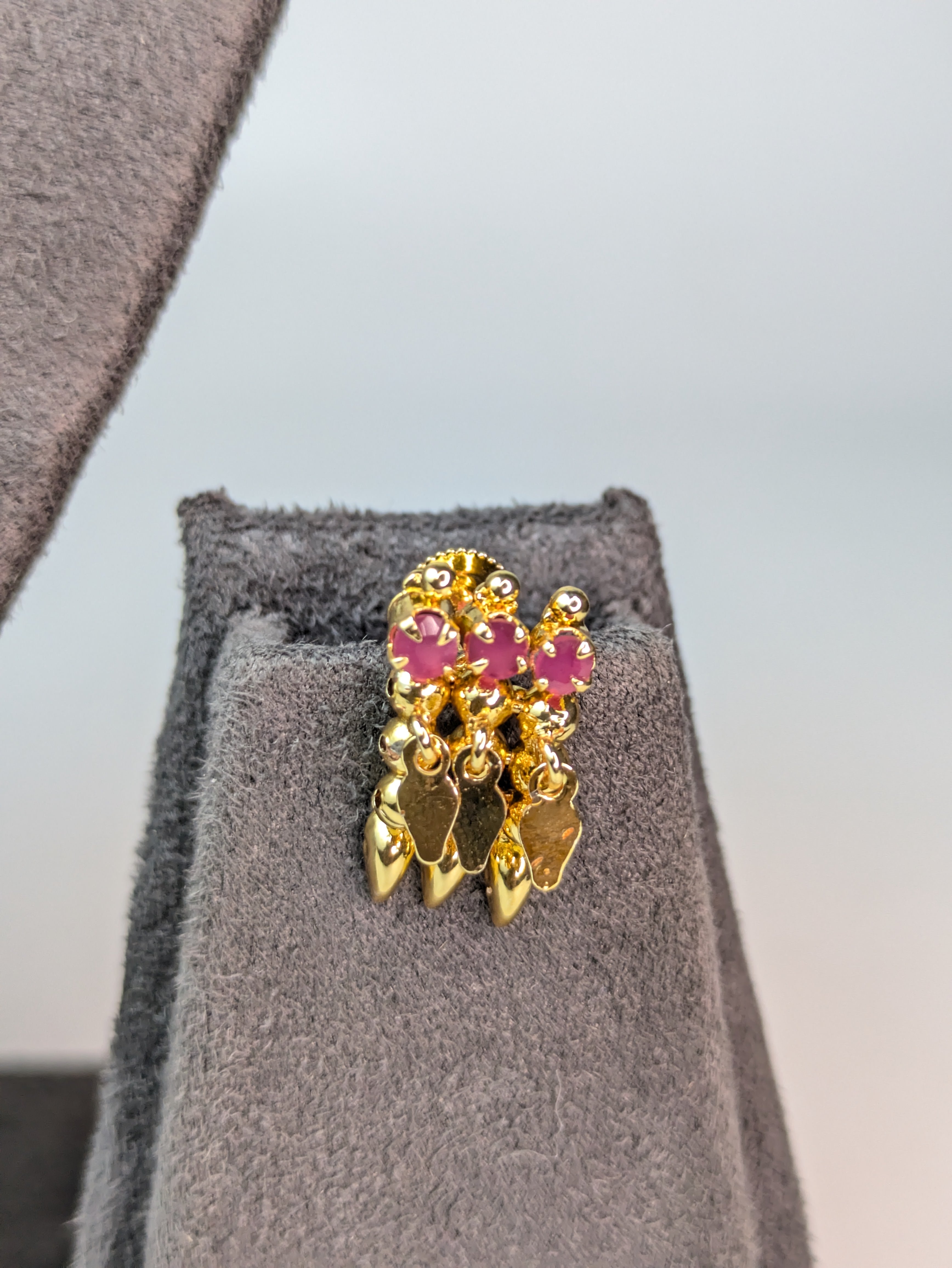 Pink Stone Gold Plated Elakkathali