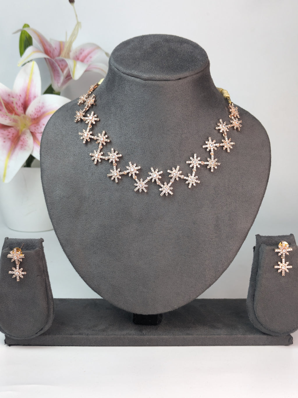 Rose Gold Zigzag Diamond Necklace
