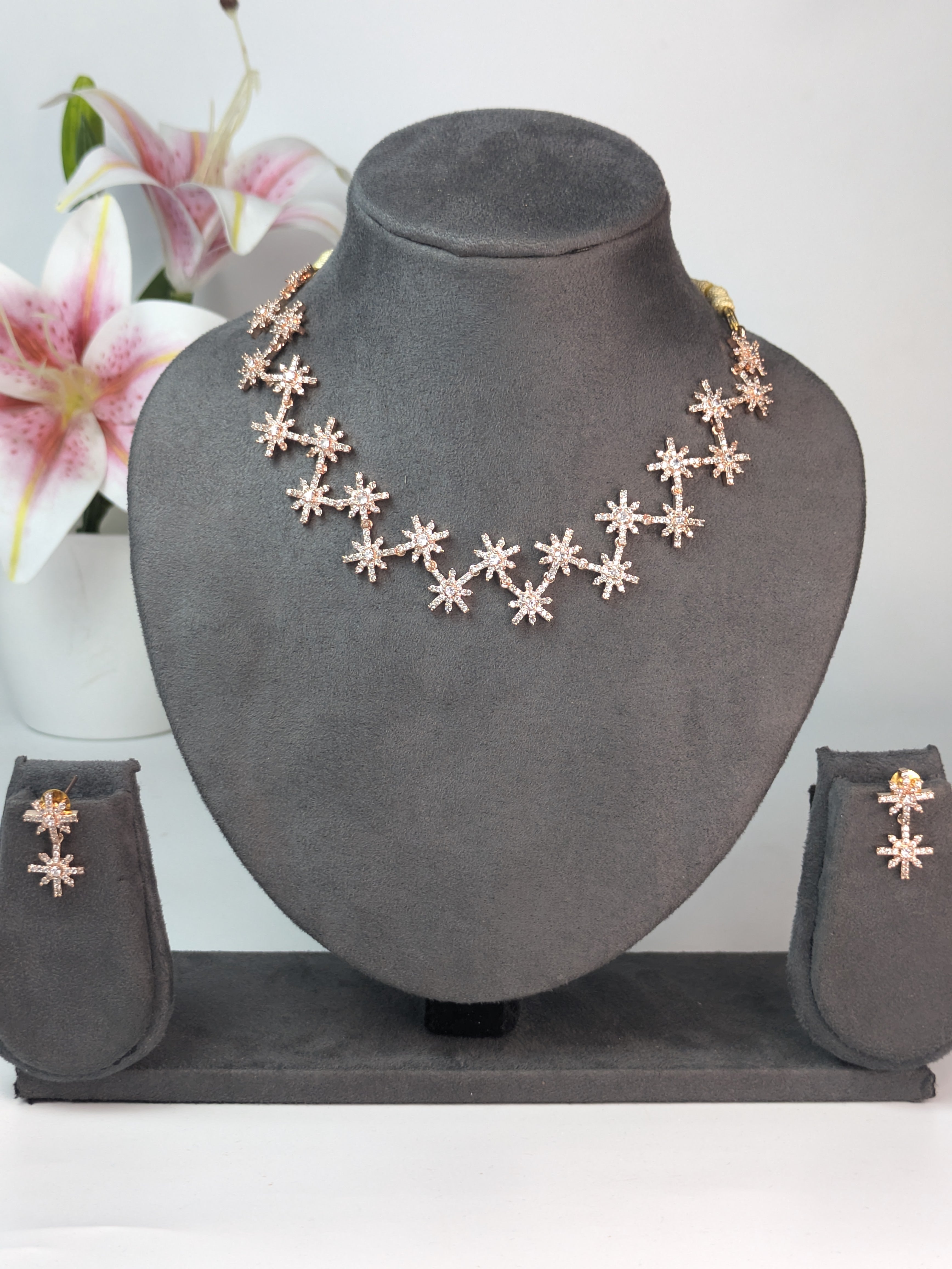 Rose Gold Zigzag Diamond Necklace