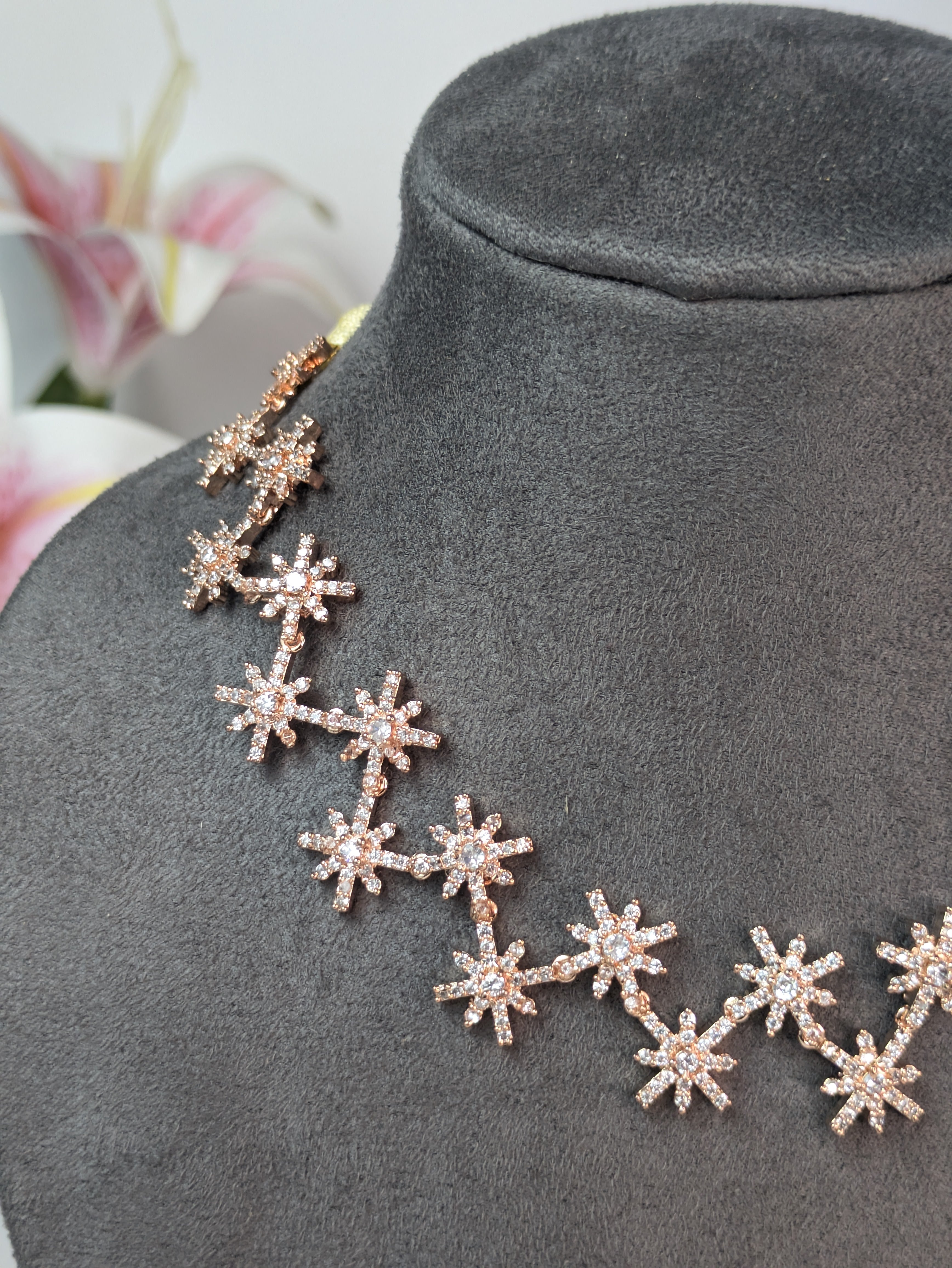 Rose Gold Zigzag Diamond Necklace
