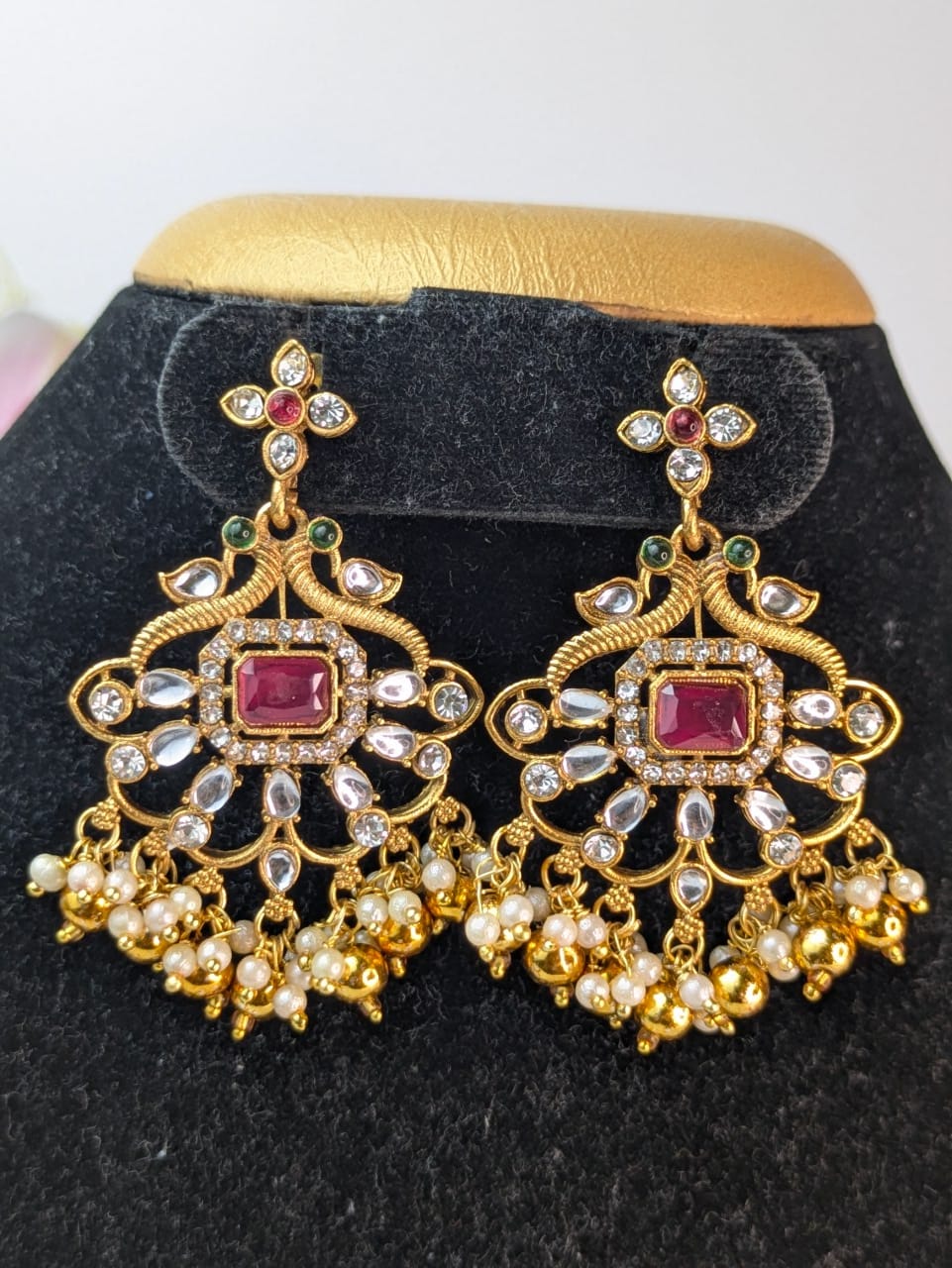 Ruby Stone Gold Ball Hanging Necklace