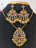 Ruby Stone Gold Ball Hanging Necklace